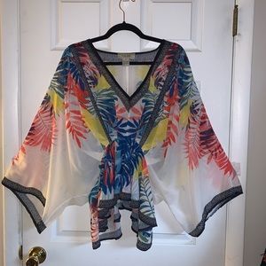 Flying Tomato Top M Cinch Waist Floral Blouse